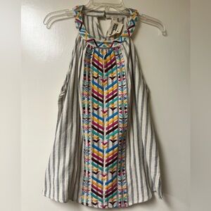 Savanna Jane Multicolor Embroidered Halter Top size Medium